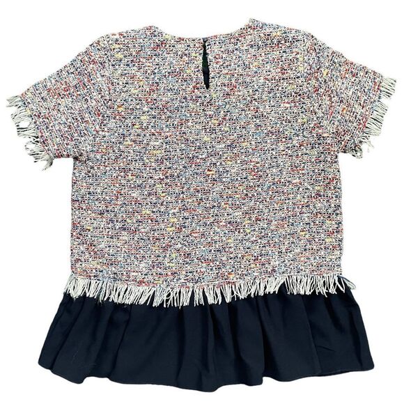 Jade Melody Tam Tweed Ruffle Multi Color Top Blouse Shirt - Picture 7 of 14